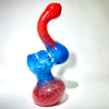 Red Blue Frit Sherlock Push Bowl Bubbler With Choke - Tha Bong Shop 