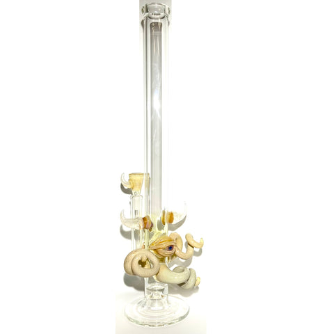 Shine Glassworks 19” Monster EyeBall Tan Gridded Stemline Straight Tube Bong - Tha Bong Shop 