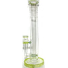 Blazed Glass 15” Two Tone Green Accented Gridded Stemline Straight Tube Bong - Tha Bong Shop 