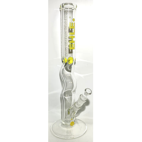 EHLE Glass X Tha Bong Shop Collab E-Motion Yellow Squiggly Straight Tube