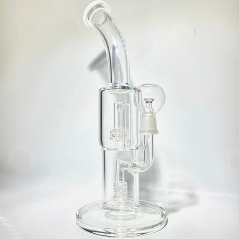 Scan Glass Double Grid Perc Bent Neck Dab Rig - Tha Bong Shop 