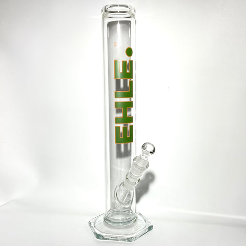 EHLE Glass 500ml 14mm Green Orange Outline 14” Straight Tube - Tha Bong Shop 