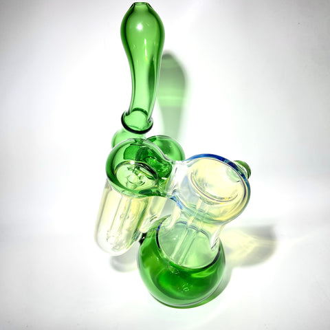Green 7.5” Push Bowl Triple Bubbler With Colour Changing Sections - Tha Bong Shop 