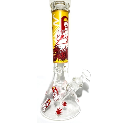 Breasts Out Red 15” Beaker Bong - Tha Bong Shop 