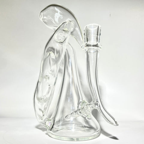 Intent Glass 14mm Experimental Design Clear Recycler With Opal - Tha Bong Shop 