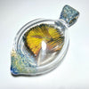 Leash Glass blue Frit Accent Double Peacock Feather Pendant