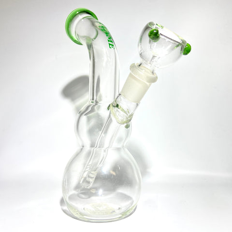 Flame Glass 7” Double Bubble Base Fixed Stem Mini Bong - Tha Bong Shop 