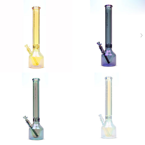 18” RedeyeTek Terminator Hexagonal Neck Embossed Logo Iridescent Beaker Bong - Tha Bong Shop 