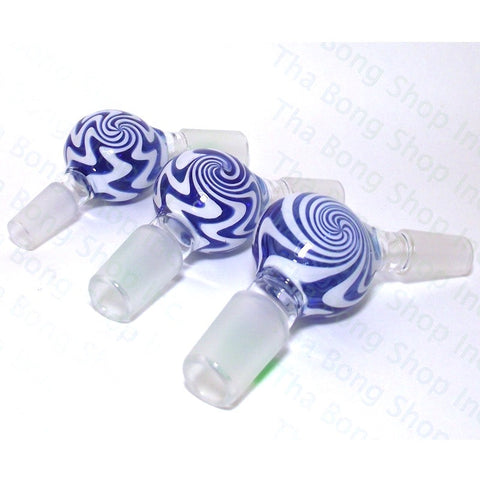Blue White Spiral 14mm Male to 18mm Male Angled Adapter - Tha Bong Shop 